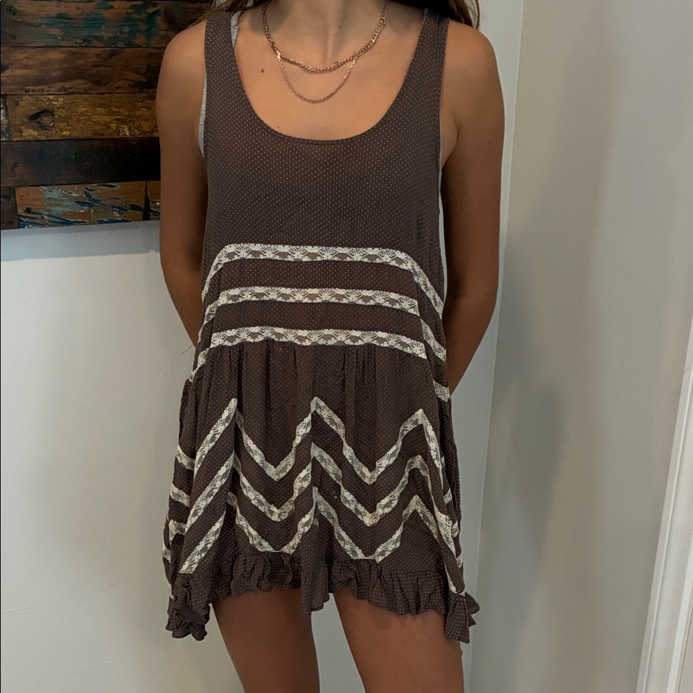 Free people brown and Cream Sleeveless Dress